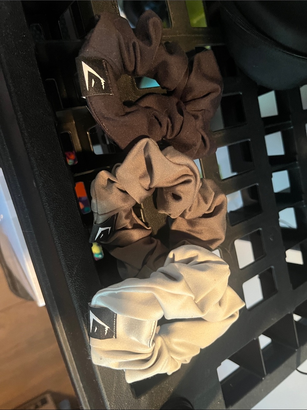 Gymshark Black and Taupe Scrunchie Hair Tie Duo